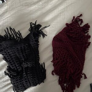 Black and Burgundy Knit Scarves